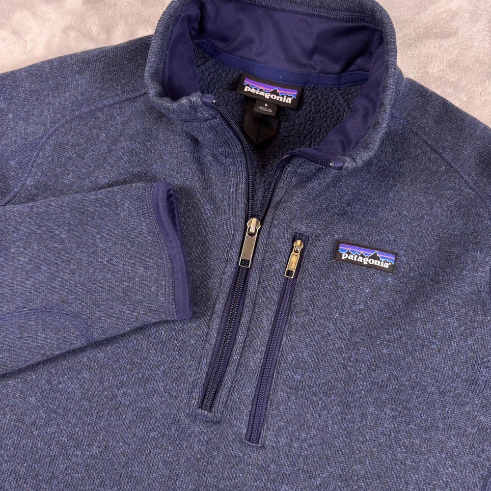Patagonia Better Sweater Mens Small Navy Blue Heather 1/4 Zip Pullover Fleece
